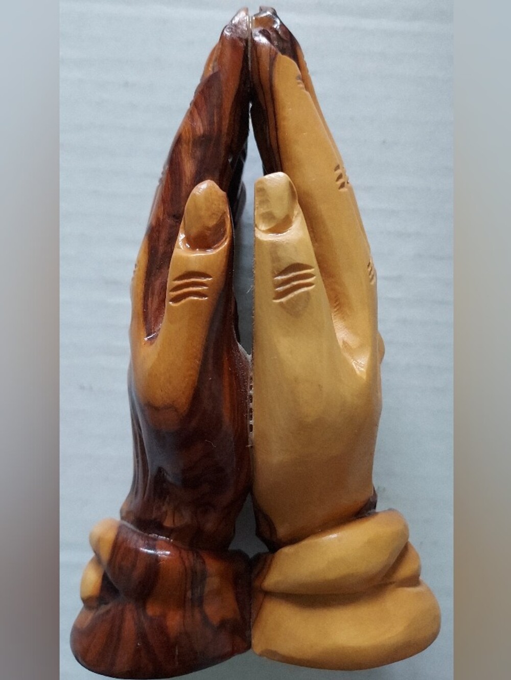 Two-Tone Wooden Prayer Hands Accent - Brown & Tan